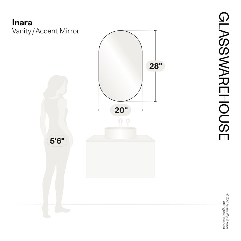 Modern & Contemporary Accent Bathroom / Vanity Dresser Mirror, 28" x 20", Satin Brass