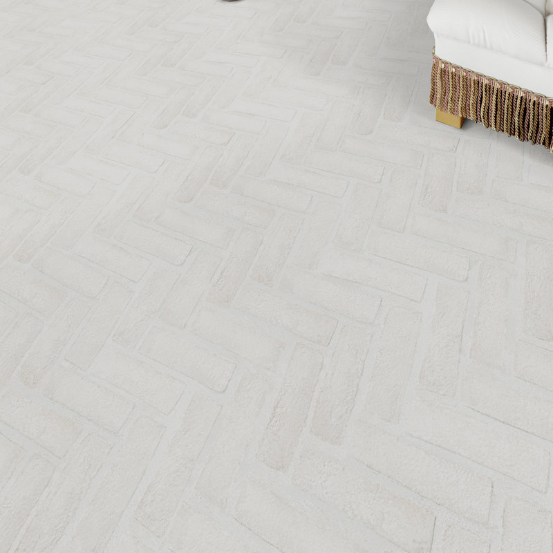 MSI 12 po x 15 po. Carreau de mosaïque en brique d'argile texturée naturelle, Blanc alpin