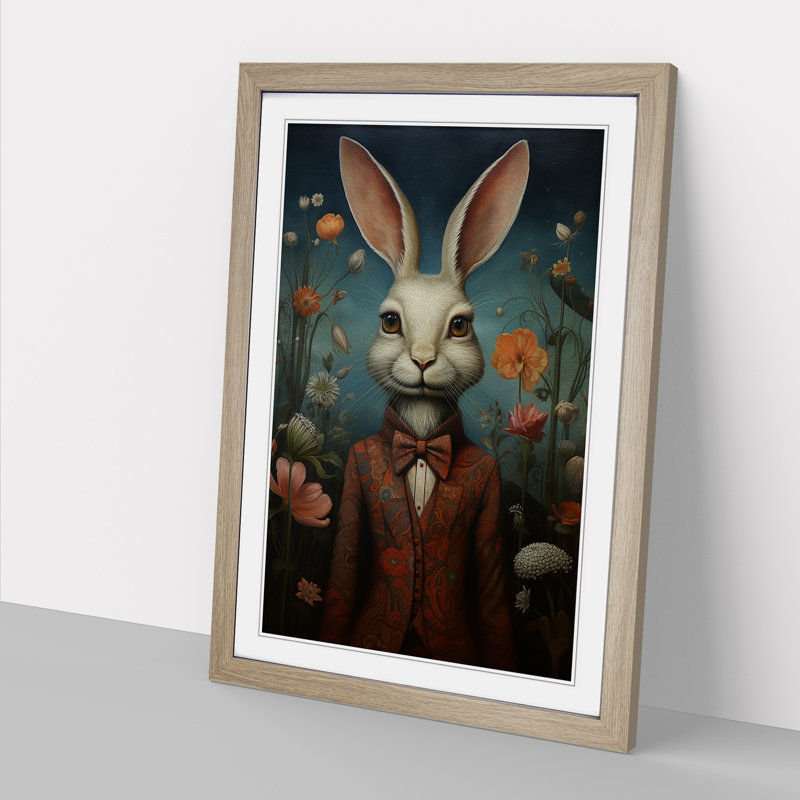 Hare Informel - Single Picture Frame Print on Wood, 64cm H x 46cm W, Oak Framed