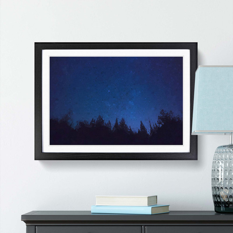 Stars at Night - Picture Frame Graphic Art Print, 27cm H x 36cm W , Black Framed