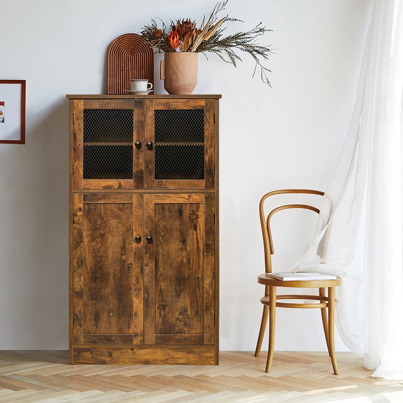 Buffet décoratif 4 portes Calirae, Brun rustique