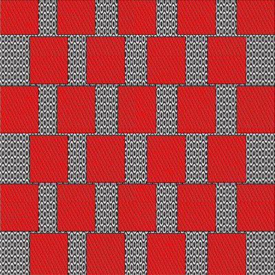 Tapis rouge/gris à motifs