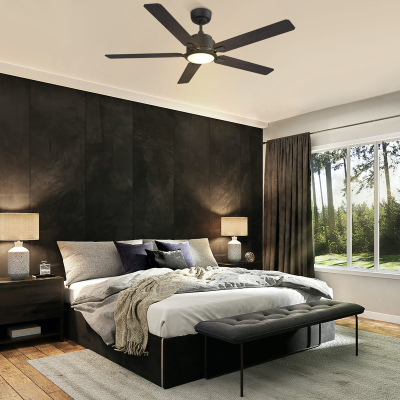 Ventilateur de plafond 52 po avec lumière DEL et télécommande DEL Smart DC, 52", Chêne gris