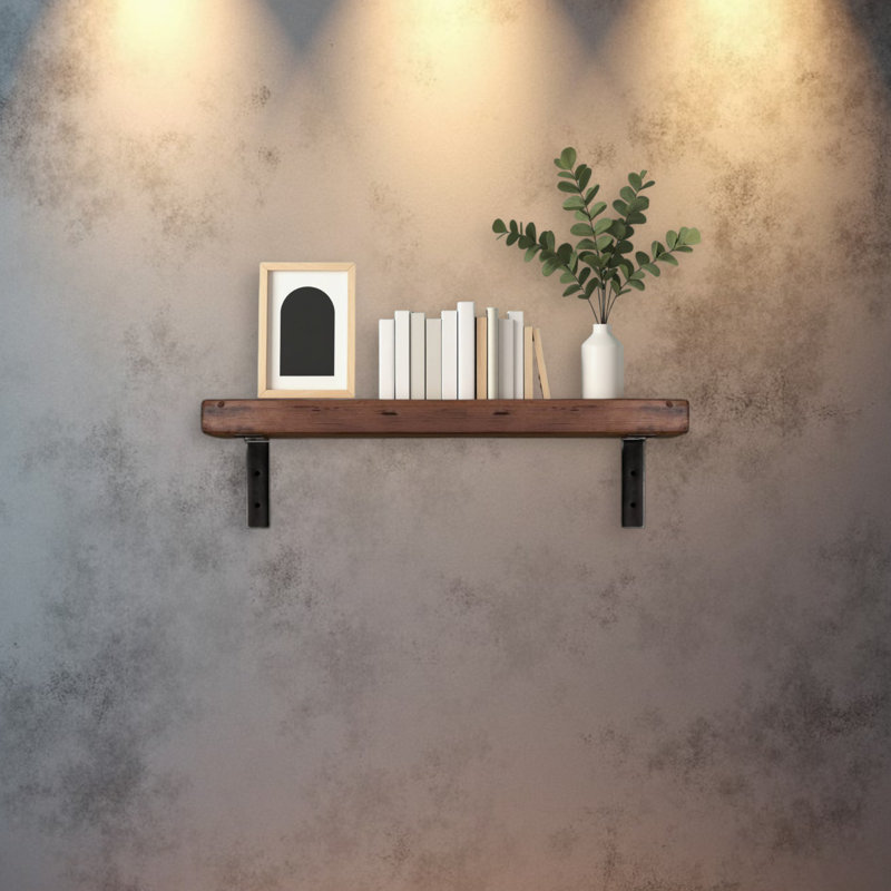 Bracket Shelf with Reclaimed Wood, 7.75" H x 36" W x 6" D