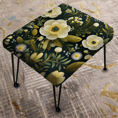 Classic Green Harmony Bouquet - Floral Rectangle Ottoman
