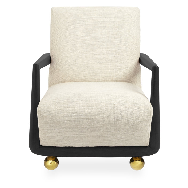 St. Germain Club Chair, Ivory Viscose/Linen/Cotton/Acrylic, Black/Brass