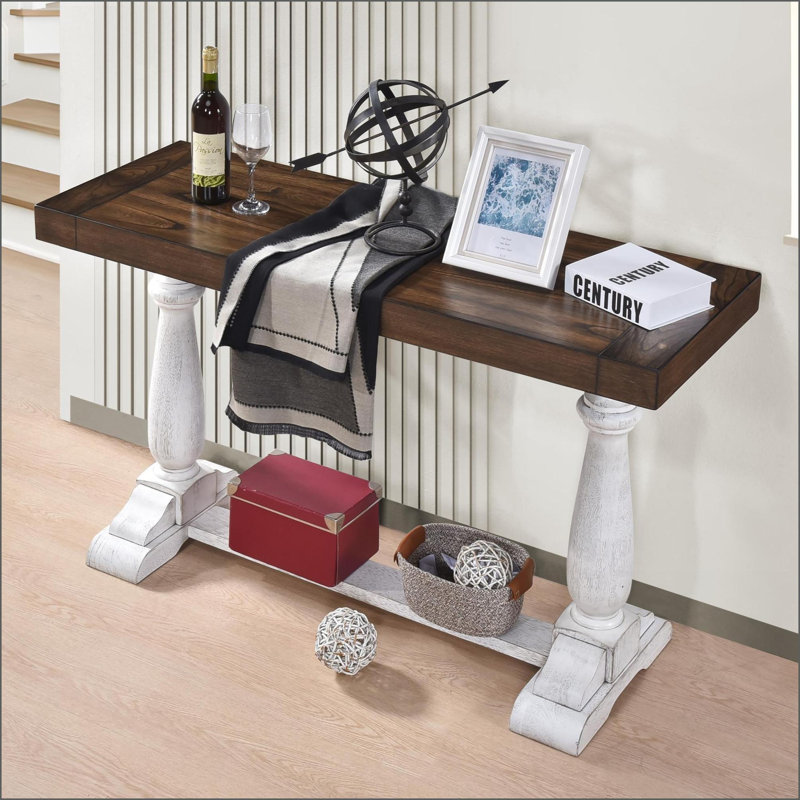 Table basse en bois patiné Farmhouse Retro, Bois brun foncé