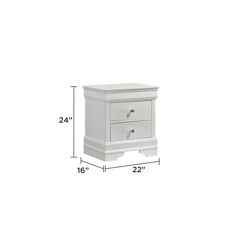 Mylhana Upholstered Standard Bedroom Set, Full, White, 4 Pcs: Bed, Dresser, Nightstand, Mirror