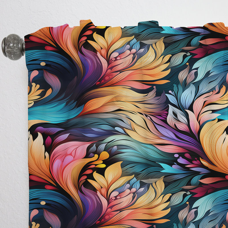 Artistique Boho Blend Motif Boho III - Rideau en velours Glam - obscurcissant - 1 panneau, L 52 po x L 120 po