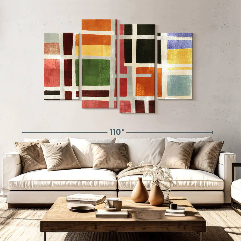 Fenêtre colorée abstraite Avery, H 54 po x l 84 po