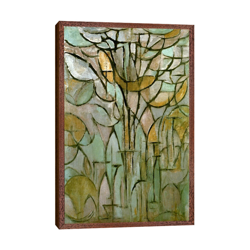 Piet Mondrian - Wrapped Canvas Painting, 66.04 cm H x 45.72 cm W, Brown Framed