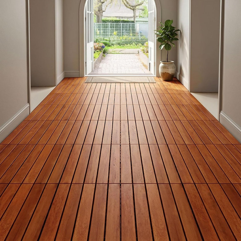 Dalles de terrasse emboîtables, revêtement de sol extérieur rayé pour patio, balcon, véranda, terrasse et terrasse sur le toit, couleur naturelle