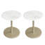 2 pièces Table d'appoint ronde en marbre avec finition en pierre et base en bois pour le salon blanc et or-1982303504