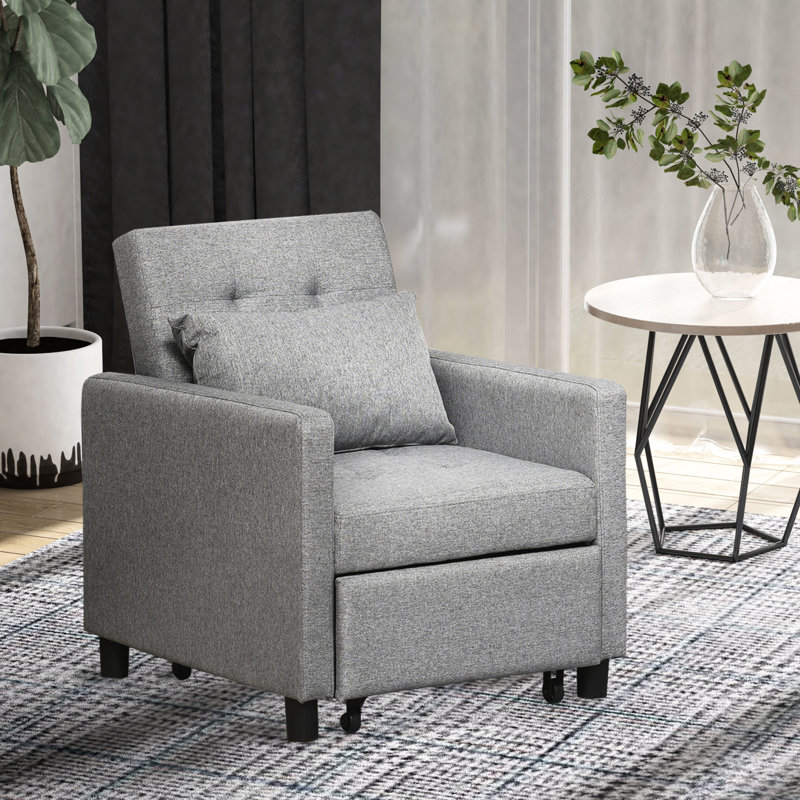 Chaise longue grise, structure en bois d'eucalyptus et chaise de lit convertible multifonctionnelle à angle réglable - avec pieds en plastique
