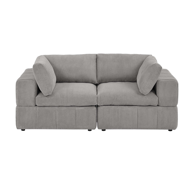 Aronas 79'' Corduroy Loveseat, Light Gray
