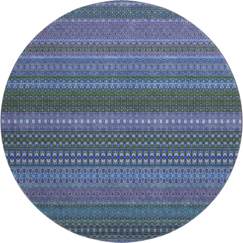 Premium Machine Washable Cerrito AMF527 Blue, Round 8'