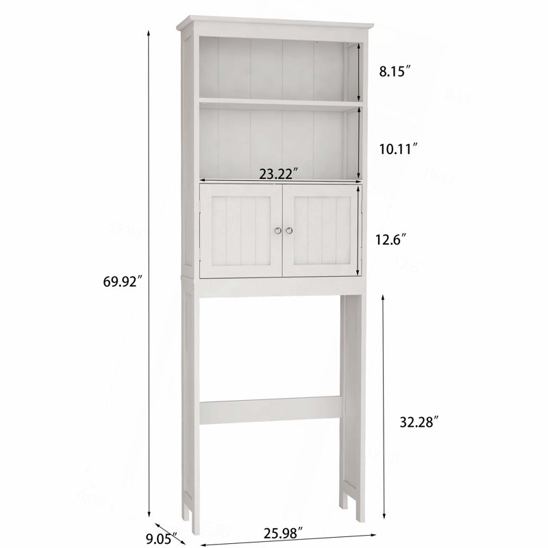 Étagère de rangement pour salle de bain à 2 niveaux avec 2 portes et armoire de rangement en bois