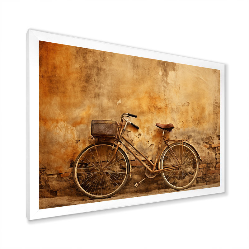 Caramel bicyclette sur toile, H 30 po x l 40 po x P 1,5 po, Cadre photo blanc