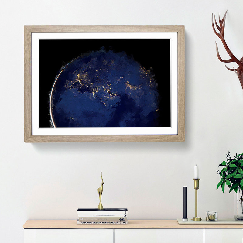 Earth View - Picture Frame Graphic Art Print, Oak Framed, 27cm H x 36cm W x 2cm D