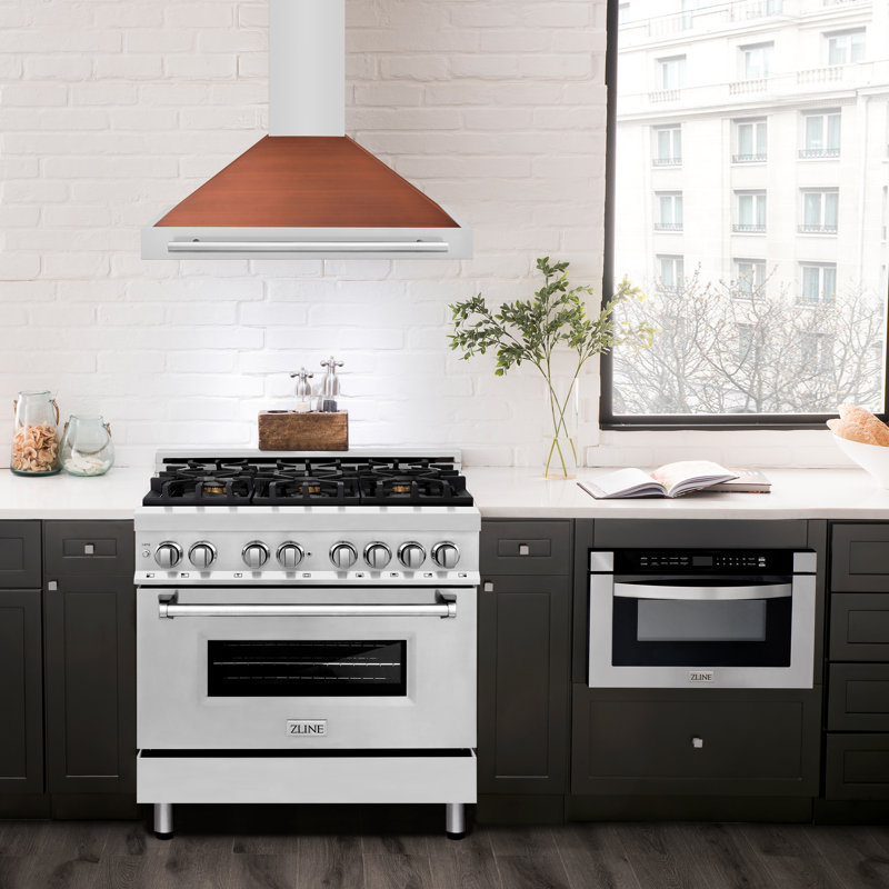 ZLINE 36 in. Convertible Stainless Steel Range Hood with Copper Shell and Handle (KB4STX-C-36)