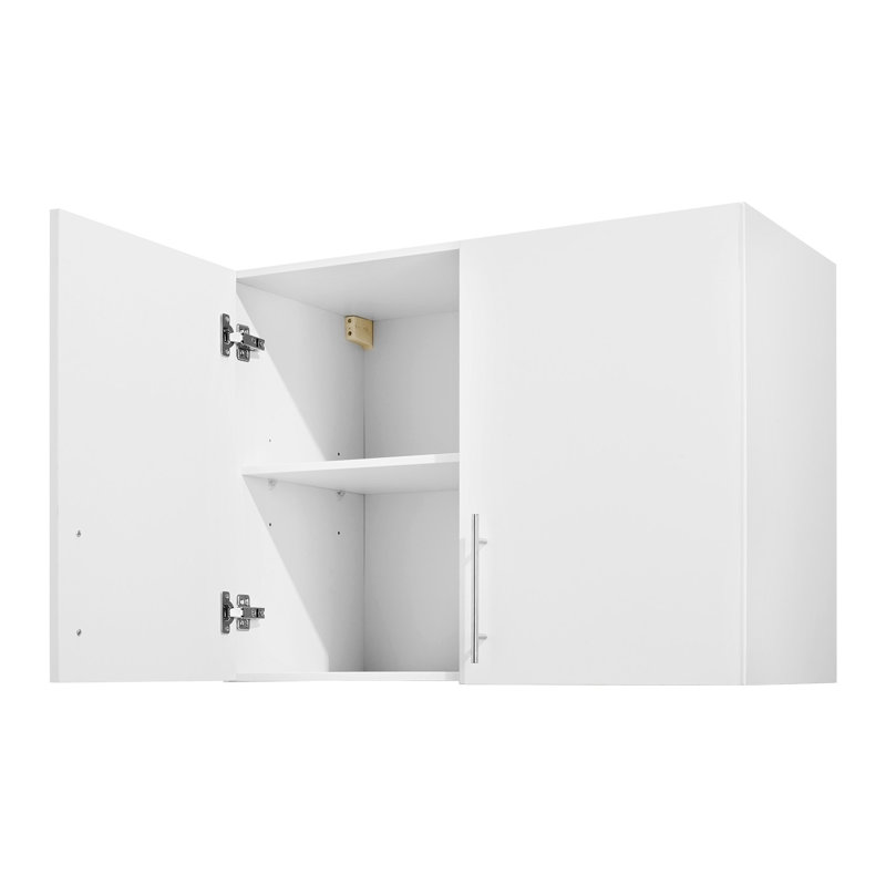 Armoire de buanderie murale blanche avec tablette réglable, armoire de rangement à 2 portes pour salle de bain et cuisine