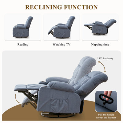 Fauteuil inclinable massant à bascule avec massage par pétrissage 3D à 4 points, fonction chauffante et plusieurs options de confort pour le salon