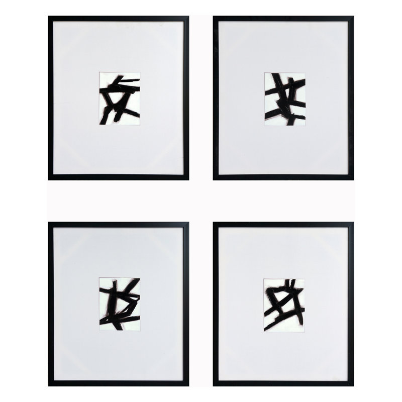 Art mural moderne sur toile Quartet Calligraphy - 20 po x 24 po - (ensemble de 4)