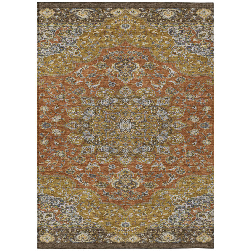 Machine Washable Indoor/Outdoor Chantille ACN2853 Global Rug, Paprika, 9' x 12'