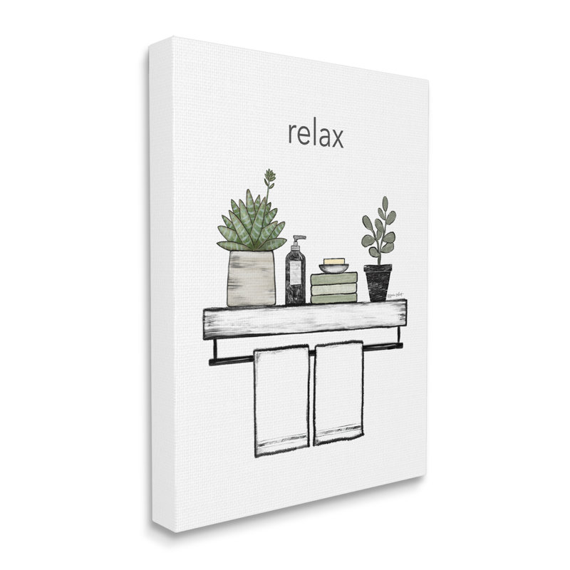 «Relax Bathroom Pots Botanicals» par Annie Lapoint - impression sur toile tendue, H 48 po x l 36 po x P 1,5 po