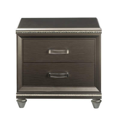 Table de chevet 2 tiroirs champagne foncé