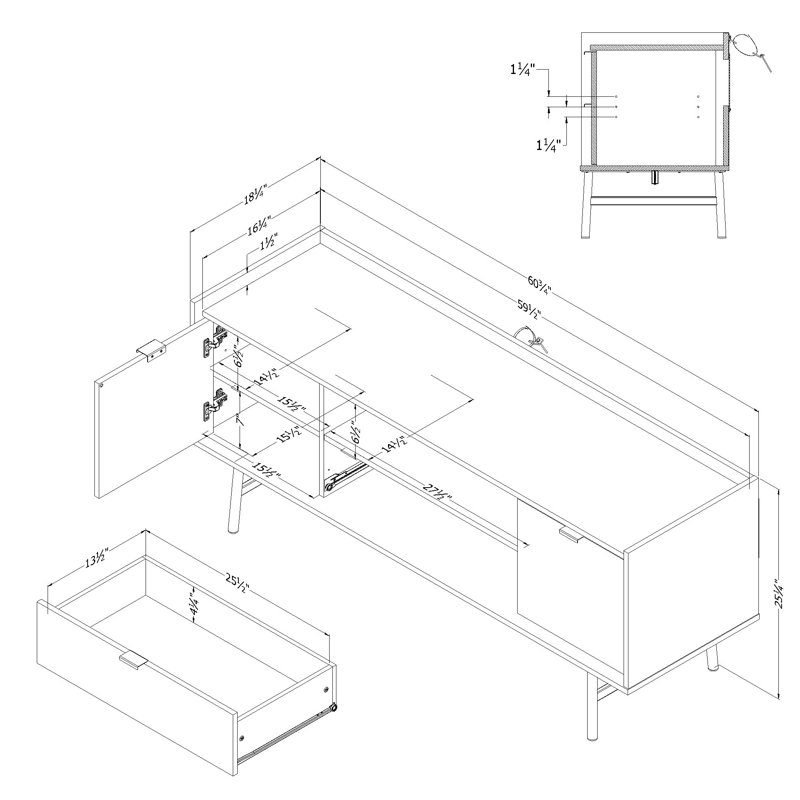 Gray Oak 75" TV Stand with Cabinet and Storage Shelves