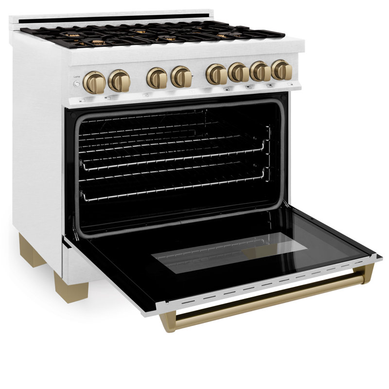 ZLINE Autograph 36" Legacy Dual Fuel Range, Champagne Bronze Satin Stainless Steel