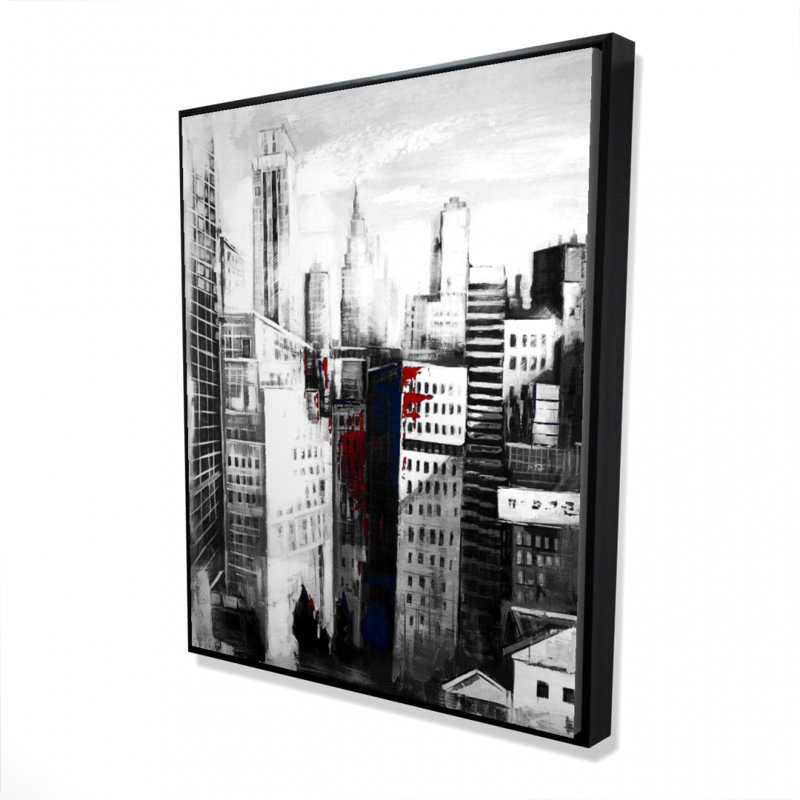 «White City with Paint Splash», art sur toile encadré noir