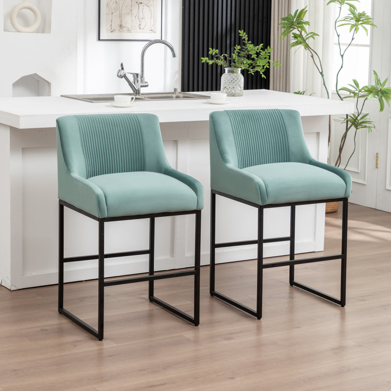 Tabouret de comptoir rembourré Charney, Vert