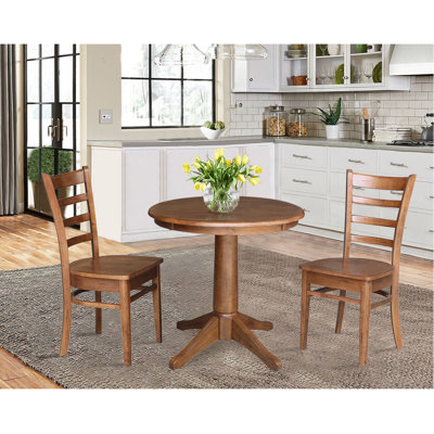 Delmontez 2 - Person Solid Wood Top Pedestal Dining Set