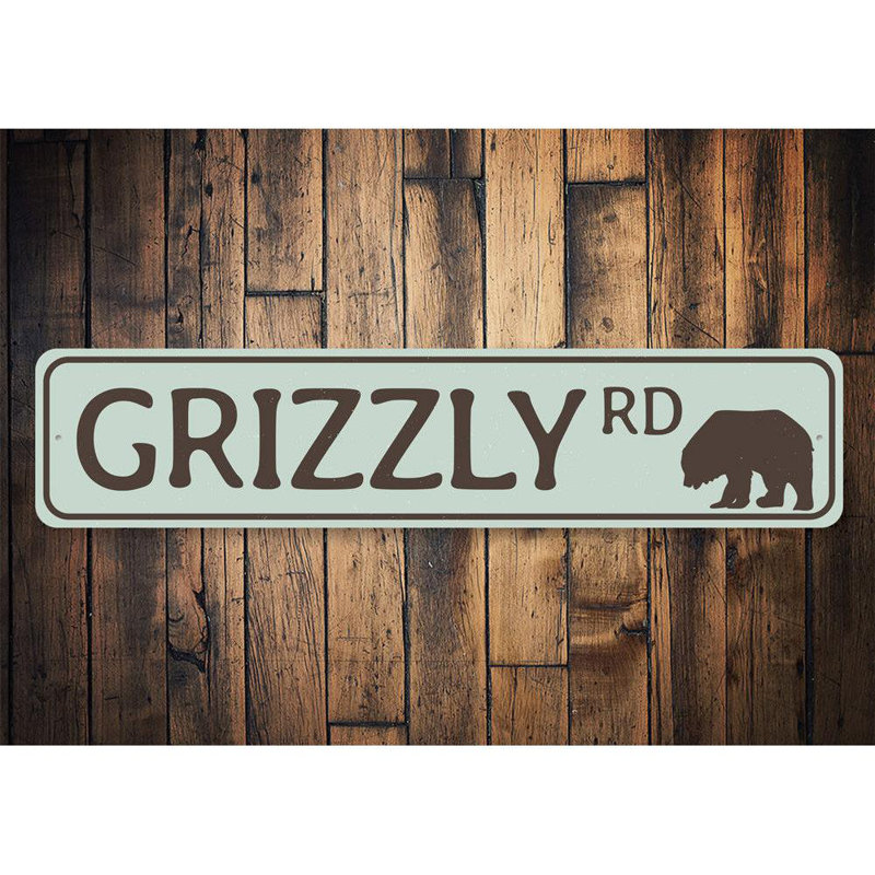 Grizzly Road Sign - 4" X 18", 4" H x 18" W x 0.04" D