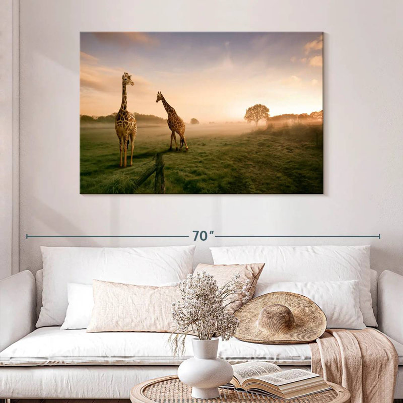 Brampt Giraffes In Savanna, 32" H x 48" W