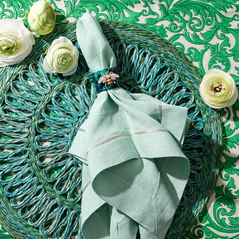 Linen Square Napkins, Sea Foam