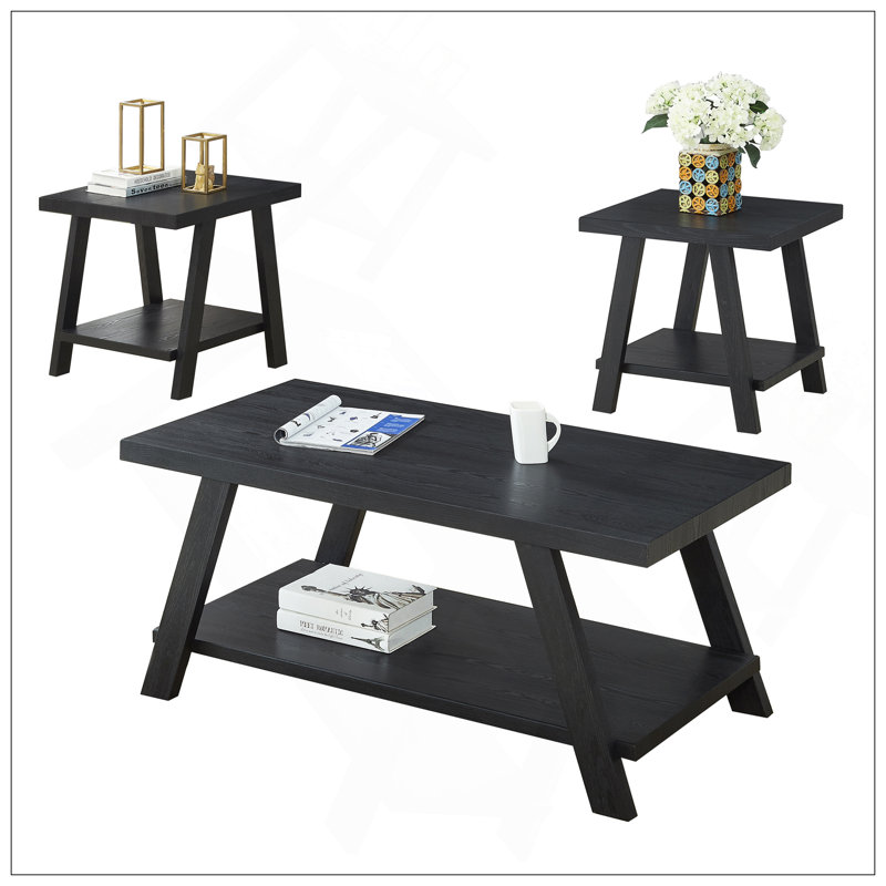 Ensemble de tables basses Athens, Black, Black