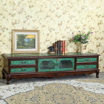 American country retro painted TV stand cabinet