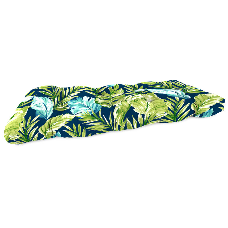 46" x 19" Contoured Outdoor Wicker Bench Cushion, Zealand Capri