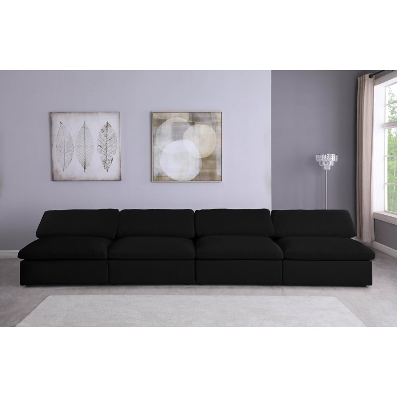 Burrows Upholstered Sofa, 32" H x 156" W x 40" D, Black Linen Textured Fabric