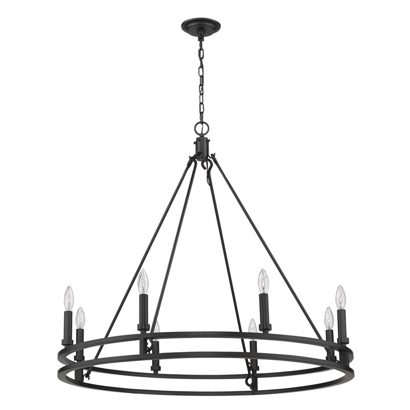 Lustre unique en forme de roue de chariot à 8 lumières Henricks
