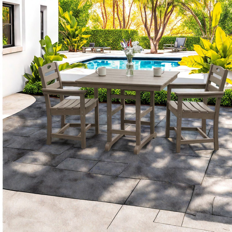 Ensembles de salle à manger de patio peu encombrants, bistro rustique aspect bois Hdpe pour patio