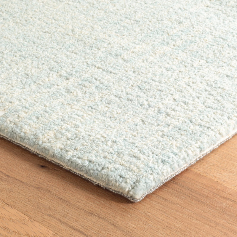 Crosshatch Sky Hand Micro Hooked Wool Rug, Rectangle 6' x 9'