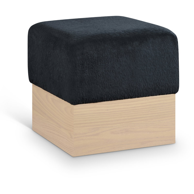Repose-pieds / tabouret Madelen, Tissu en velours noir, Naturel