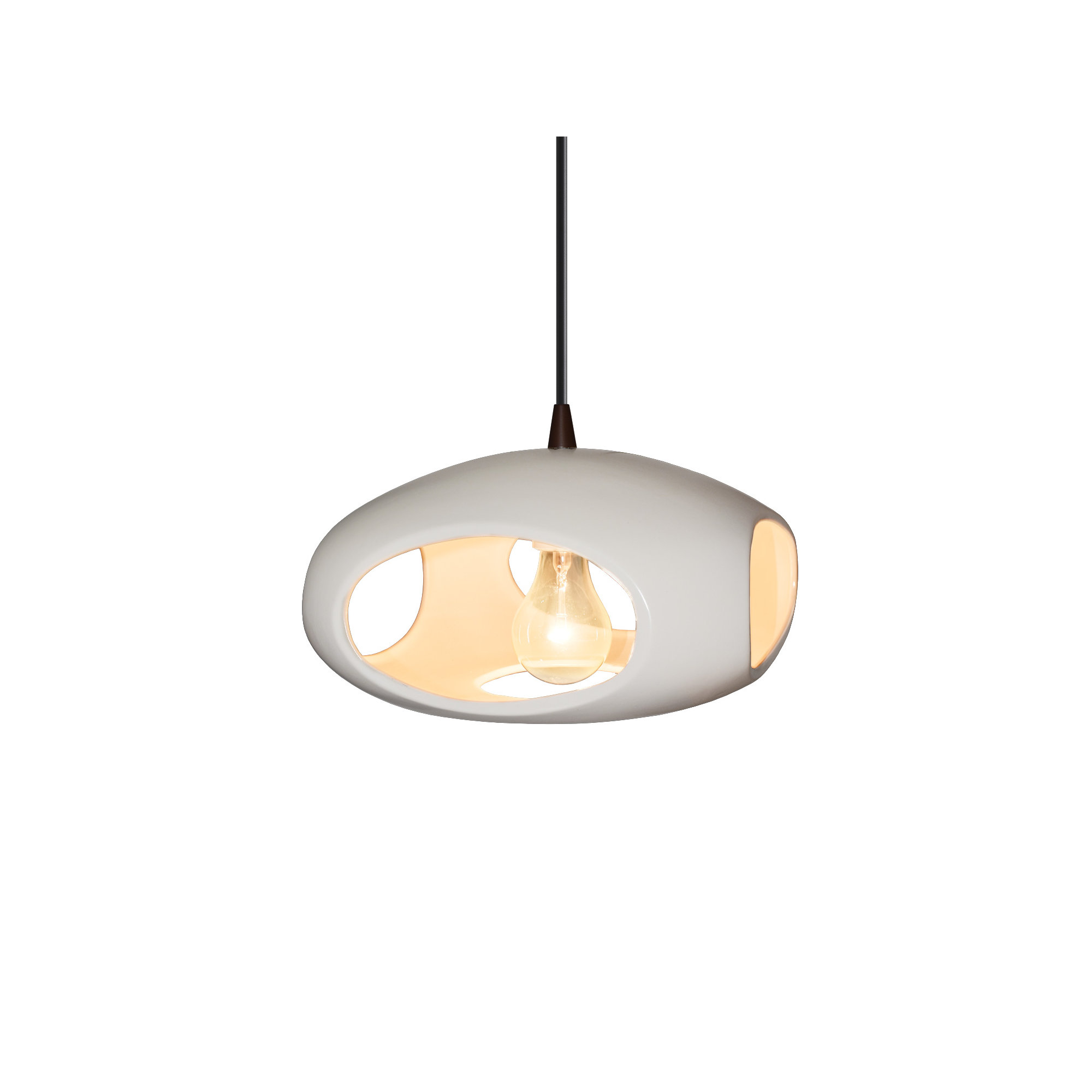 Logan Single Light Ceramic Dimmable Pendant, Dark Bronze, Bisque
