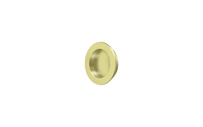 Deltana FP238U5 Flush Pull , Round, HD, 2-3/8", Solid Brass in Antique Brass, 2 3/8", Polished Brass
