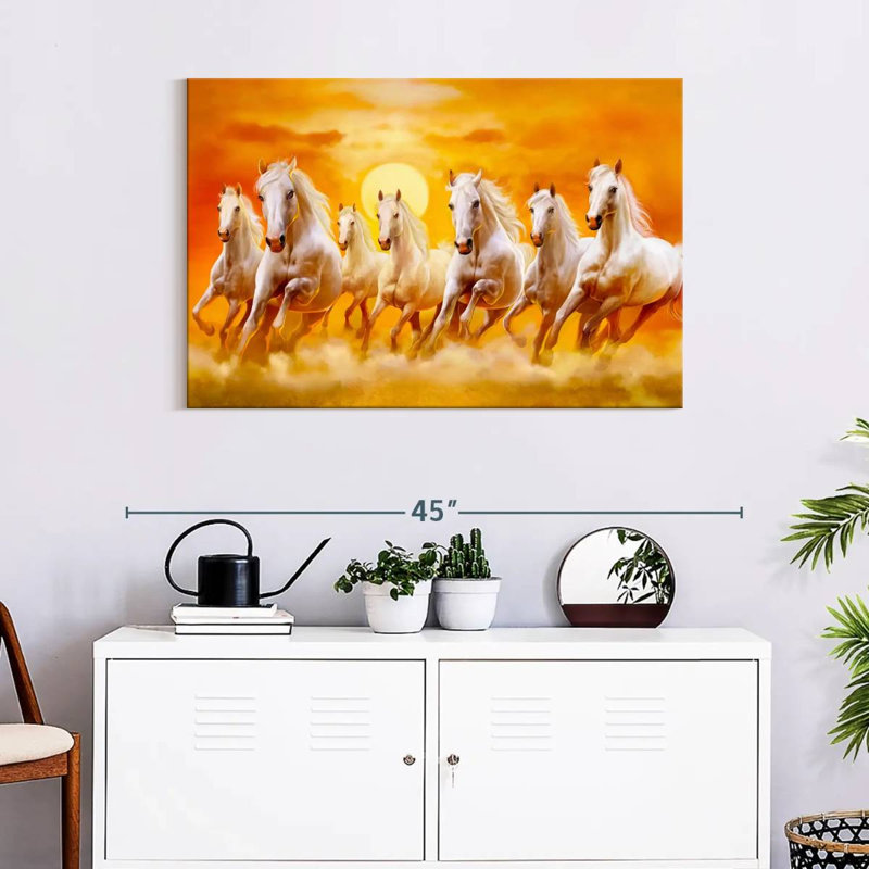 Seven Running Horses Canvas Print, 24" H x 36" W x 1.25" D