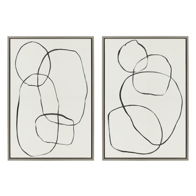 Ensemble d'art mural sur toile 871 cercles modernes et 869 Going in Circles par Teju Reval